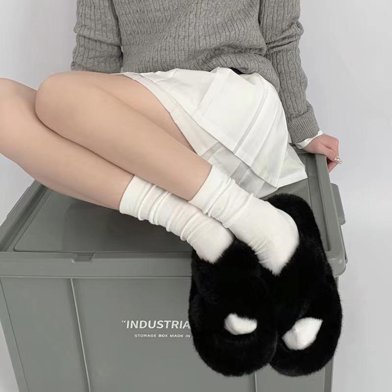 

Xiaohongshu Loose Socks Confinement Socks Medium Cotton Socks Summer Thin Trendy Black And White Solid Color Stacked Socks one size fits all чистий білий колір