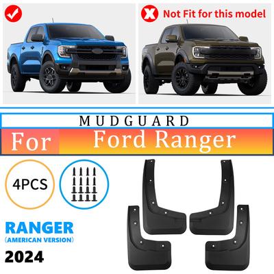 Para Ford Ranger 2024 versión n Guardabarros de Neumático Automotriz Impermeable Prevenir Salpicaduras de Barro Guardabarros de Coche Adorno de Guardabarros 4 Piezas