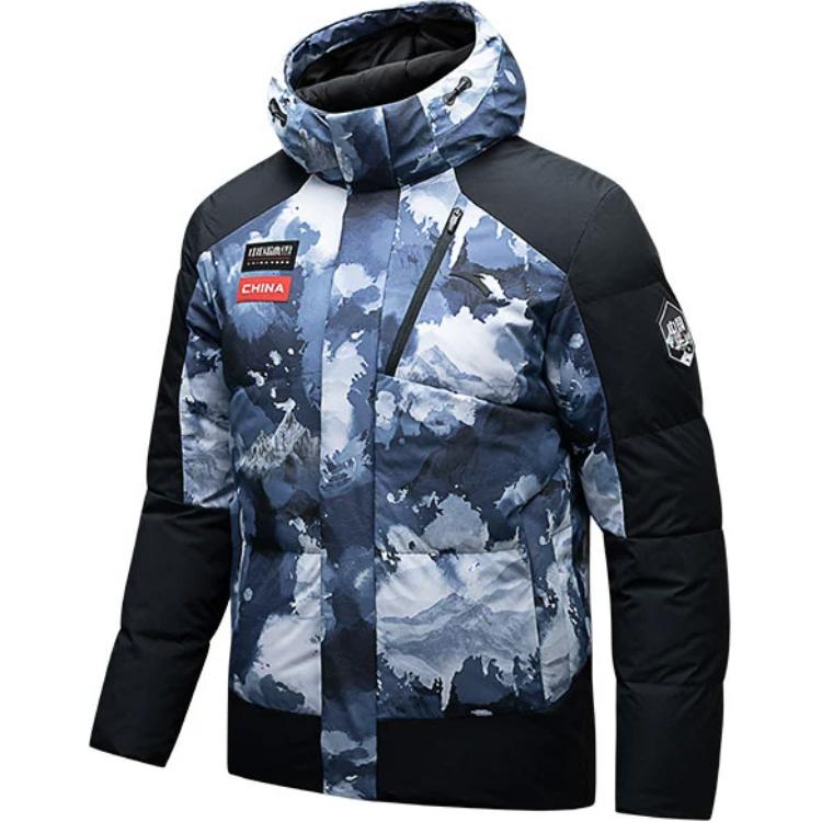 ANTA Men s Ice Armor Water-Repellent CHN Theme Down Jacket Gray/Black 152517915S-7 M