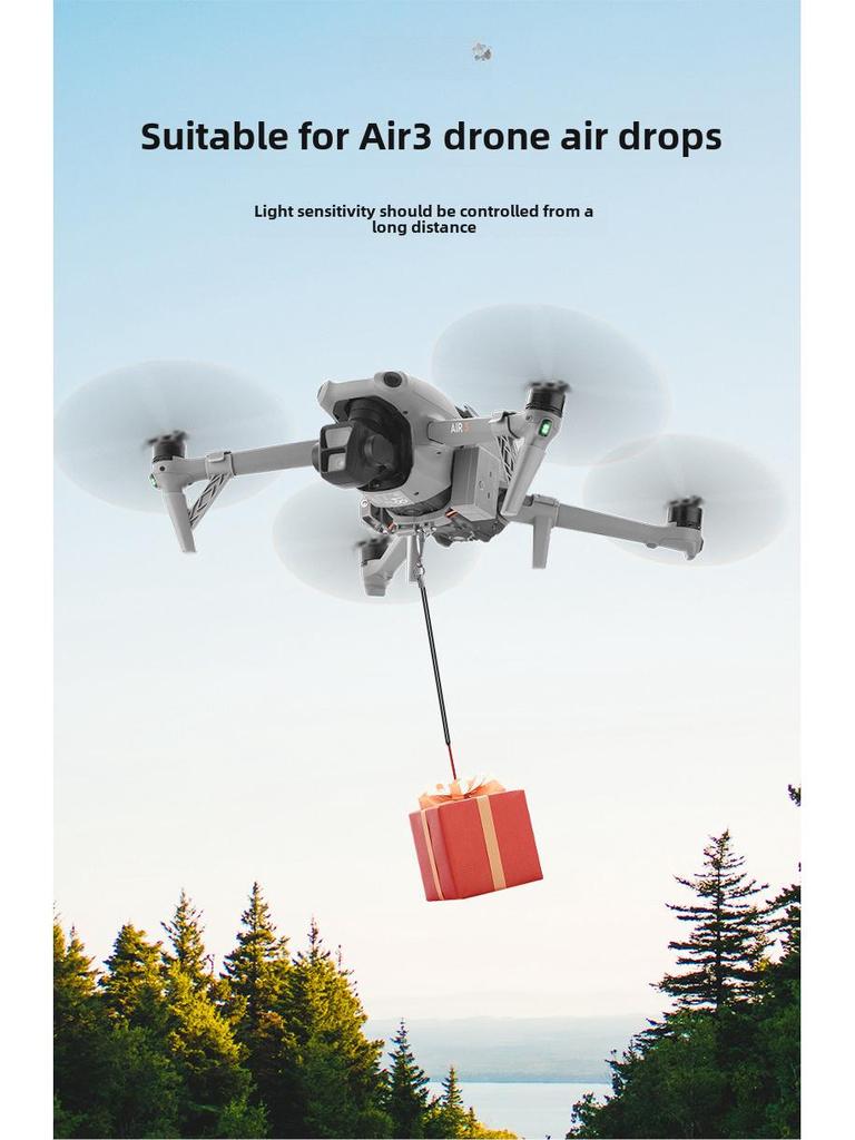 BRDRC pentru DJI AIR3S: Airdropper și accesorii compatibile pentru aruncători parabolici și cadouri aeriene.