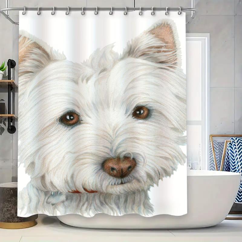 Adorable White West Highland Terrier Shower Curtain Home Decor Bathroom Accessories 90x180cm