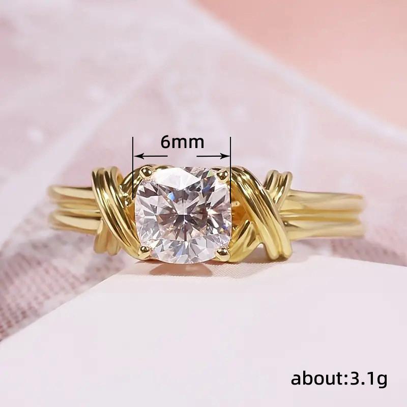 Sterling  Cross Rings with Round/Cushion Cubic Zirconia Fashion Contracted Wedding Party Female Jewelry Gift