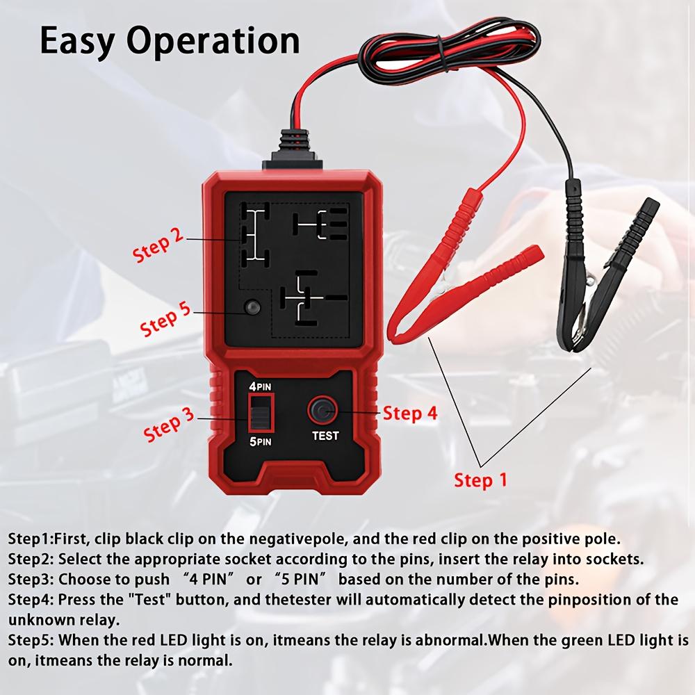 12V Car Relay Tester with Battery Clip - Universal 4/5 Pin Compatibility, Car Diagnostic Tool, Car Repair Kit, Durable and Sturdy, Car Diagnosis |