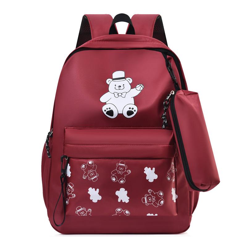 Schoolbag1011 Summer School Bag Backpack Shoulder Pencil Bag Three-piece Set Canvas Bag Large Capacity Travel and Leisure