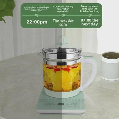 Fierbător emisferic din sticlă de 1,8 l: Ceainic de birou multifuncțional, care păstrează căldura și oală pentru decoct sănătos.