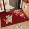 Red Silk Circle Door Floor Mat Can Be Cut, Cartoon Cat Dirt-Resistant Door Floor Mat, Door Mat Direct Supply
