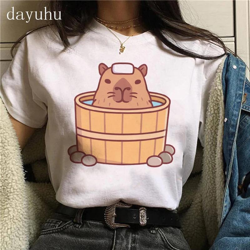 Clothes Girl Capybaras T Shirt Female Casual Top Clothes Funny Capybara Tshirt Women T-Shirt Capibara Cartoons
