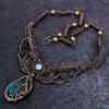 Natural Neon Blue Apatite, Moonstone Copper Wire Wrap Jewelry Necklace 18" s8A15