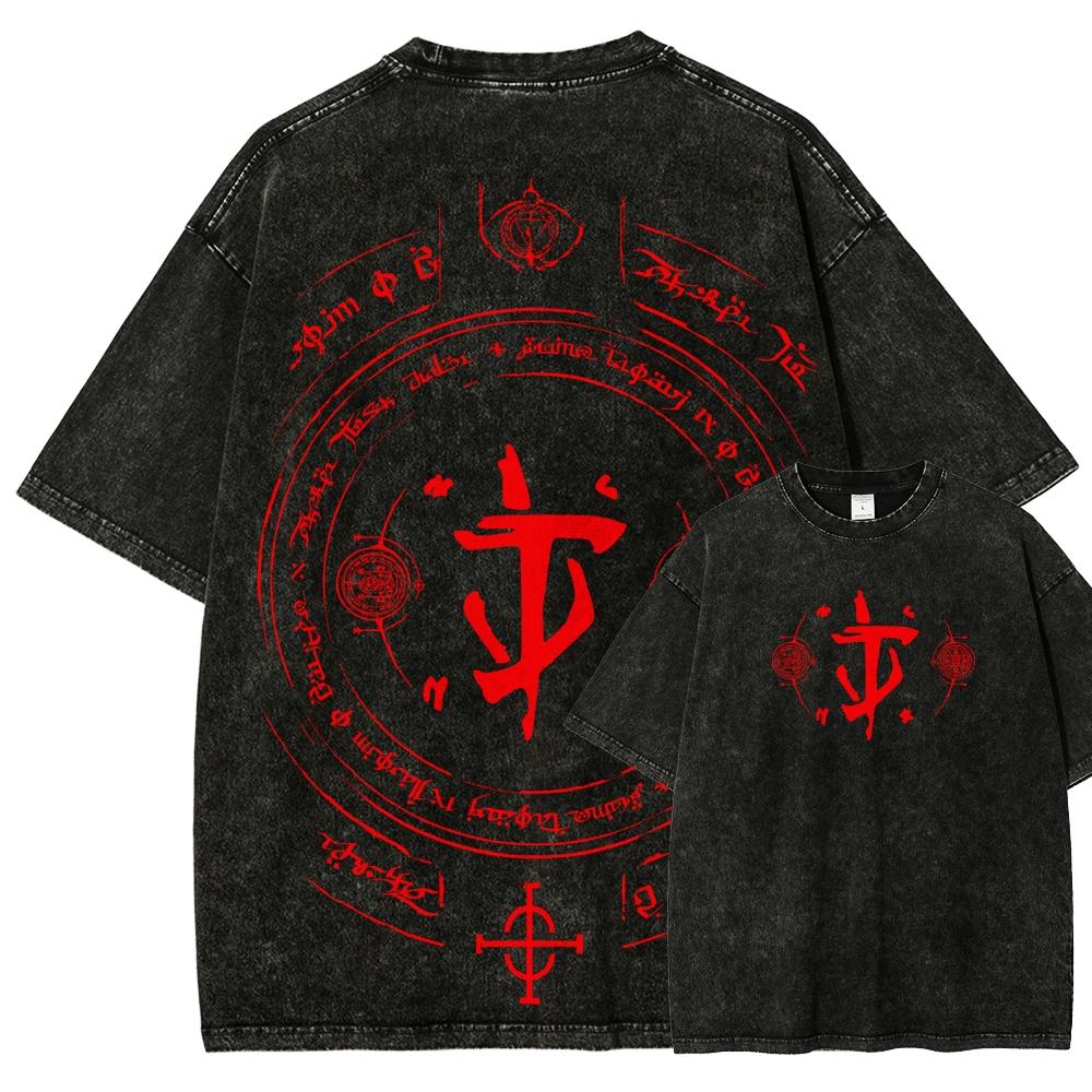 T-shirt Grafica Stile Retrò Gioco FPS Classico DOOM Uomo Donna Cotone Lavato Vintage Morbido Casual Oversize Top Estivo Nuova Maglietta