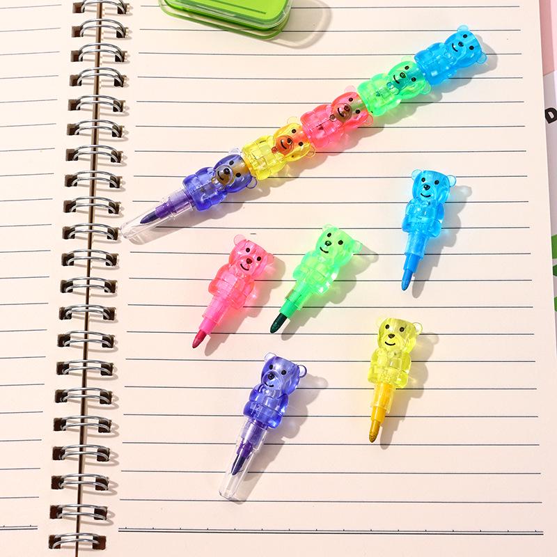 Colorful Bear Shaped 5-Section Doodle Crayons - Creative Student Drawing Set