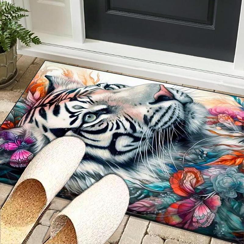 Tiger Stripes Pattern Design Office Rug Chair Mat, Entryway Carpet, Suitable for Front Door, Bedroom, Living Room, Desk, Holiday Gift