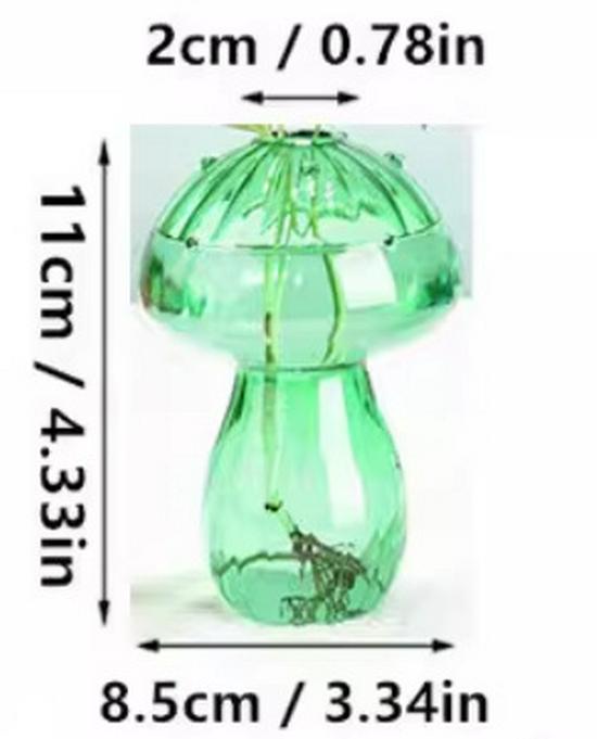 Modern Colorful Mushroom Glass Vase - Exquisite Art Ornament for Living Room, Small Hydroponic Container