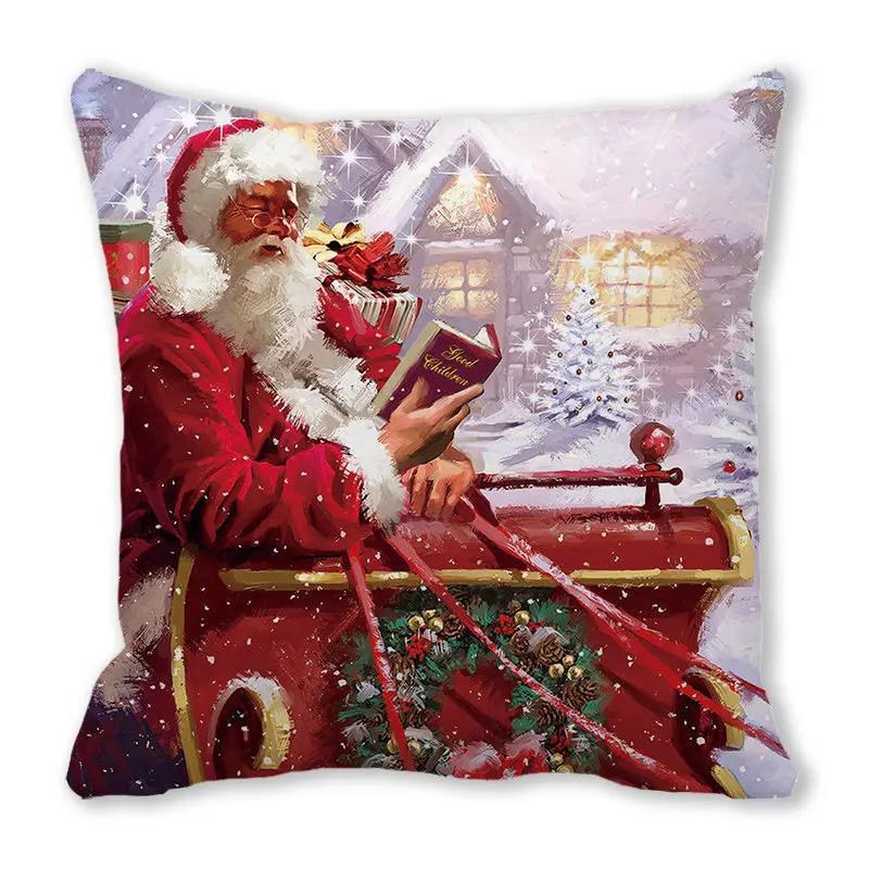 

Merry Christmas Home Decoration Cushion Cover Bedroom Living Room Sofa Pillow 12x12Inch