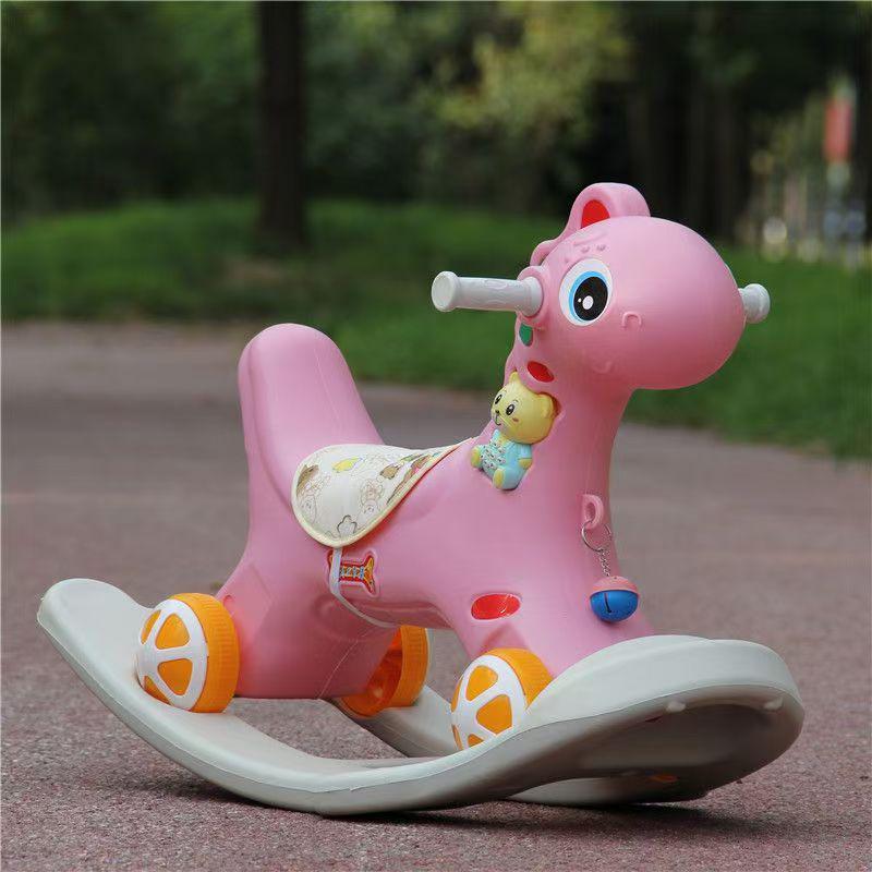 Multifunctional 2-in-1 Wooden Rocking Horse & Infant Scooter: Anti-Fall Toy for Babies & Toddlers (Up To 3 Years)