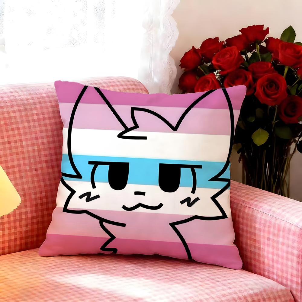 Cute Character SSilly Cat Cushion Cover Premium Soft Pillowcase SkinFriendly Breathable MultiPurpose for Home Office Travel