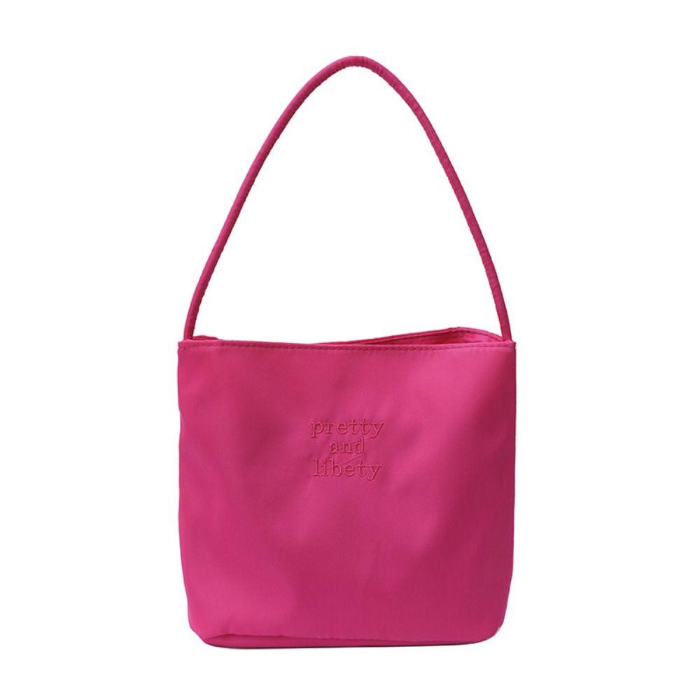 Tote Bag Embroidery Shoulder Bag Korean Style Nylon Bucket Bag Fashion Letter Underarm Bag  Travel