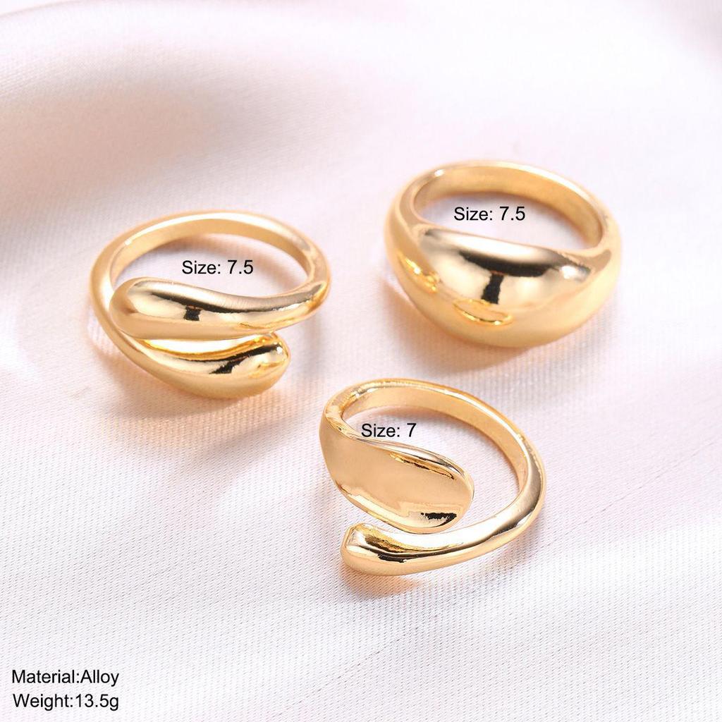 Geometric High-End Fashion Ring Set: Smooth, Textured, Exaggerated Designs