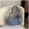Color Solid Ruched Butterfly Trendy Crossbody Bag Handbag With Detail Stitching