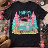 Happy Camper Shirt, Retro Floral Camping T-Shirt, Boho RV Life Tee, Pink Pine Forest Outdoor Adventure, Camping Queen, Summer Camp Lake Hike
