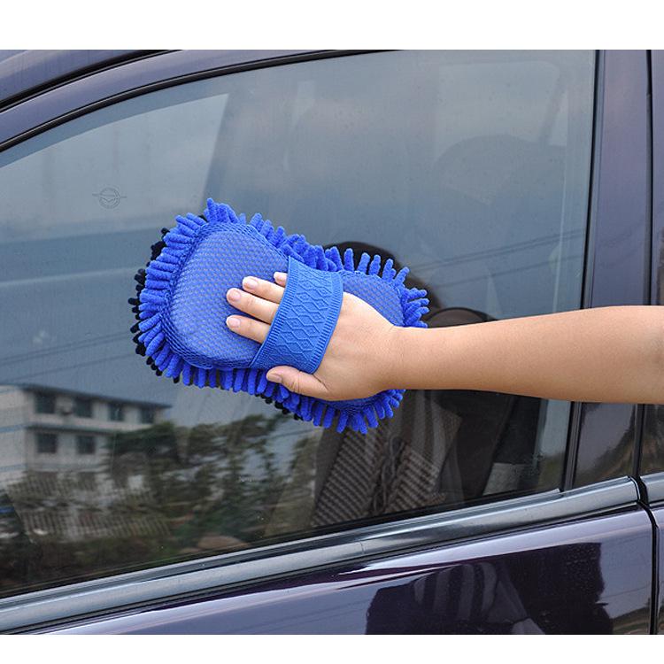 Coral Fleece Car Wash Chenille Sponge and Glove Set