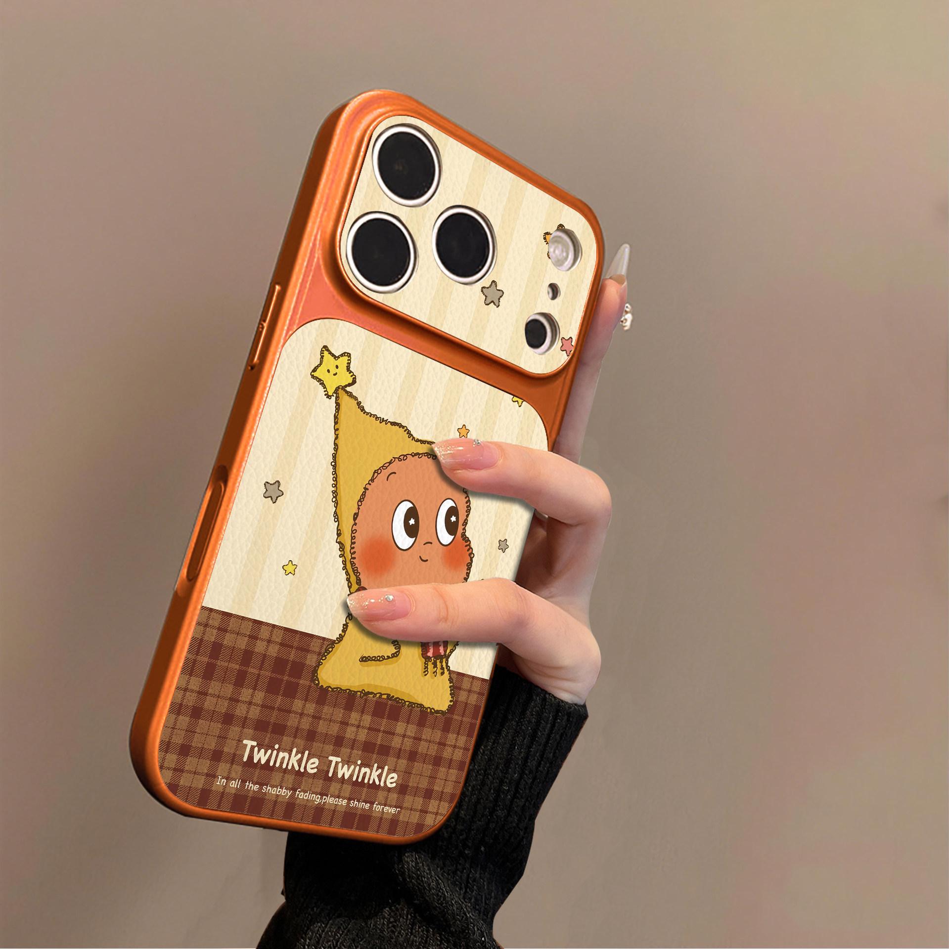 

Brown Plaid Cartoon Case for Apple 17 Pro Max, 16 Pro, 15 Pro Max, and 14 Pro - Drop-Proof Apple 15 Plus
