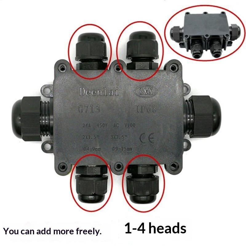 G713 IP68 Waterproof Junction Box 6 Cable Ports Heavy Duty Plastic Shell for Farm Outdoor Power Cable Splicing