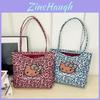 Hello Kitty Leopard Print Canvas Girls Shoulder Bag With Breathable Lightweight Fabric For School And Daily Use