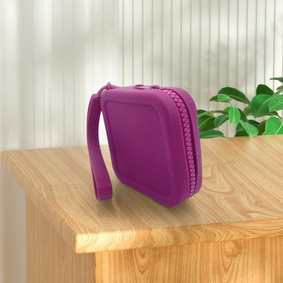 Silicone Storage Bag with Wrist Strap Square Shape Zipper Closure Waterproof Portable Keys Earphone Lipstick Cards Storage Pouch Samll Item Organizer