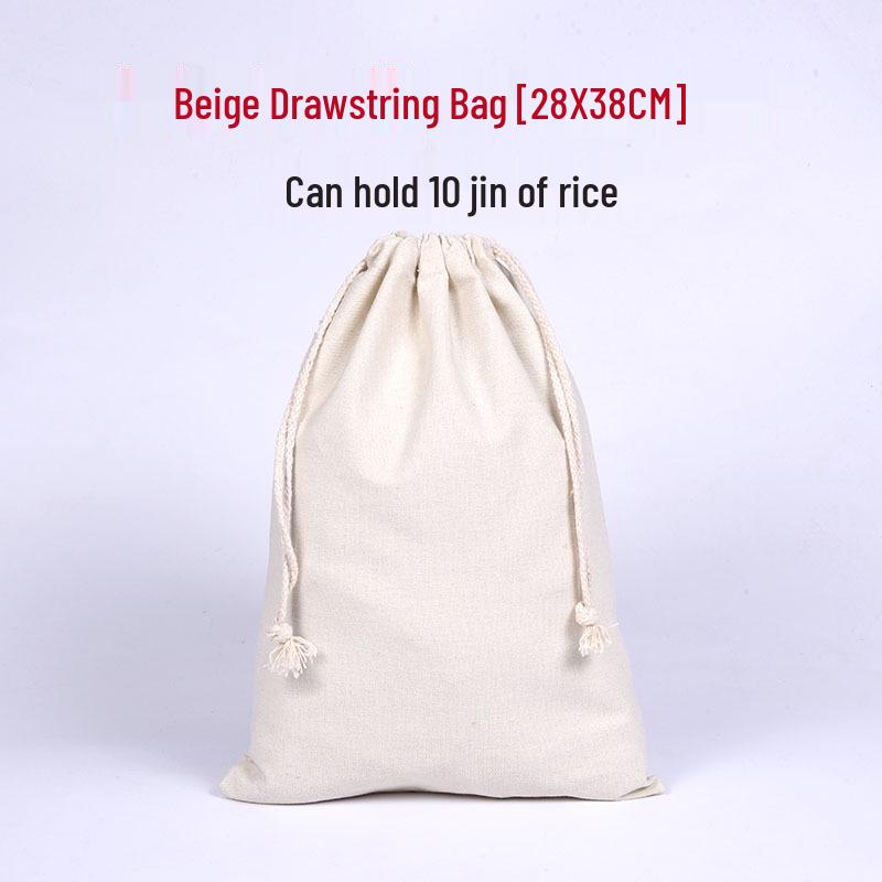 Grande Borsa con Coulisse in Tela di Cotone Beige per Stampa Logo Personalizzato