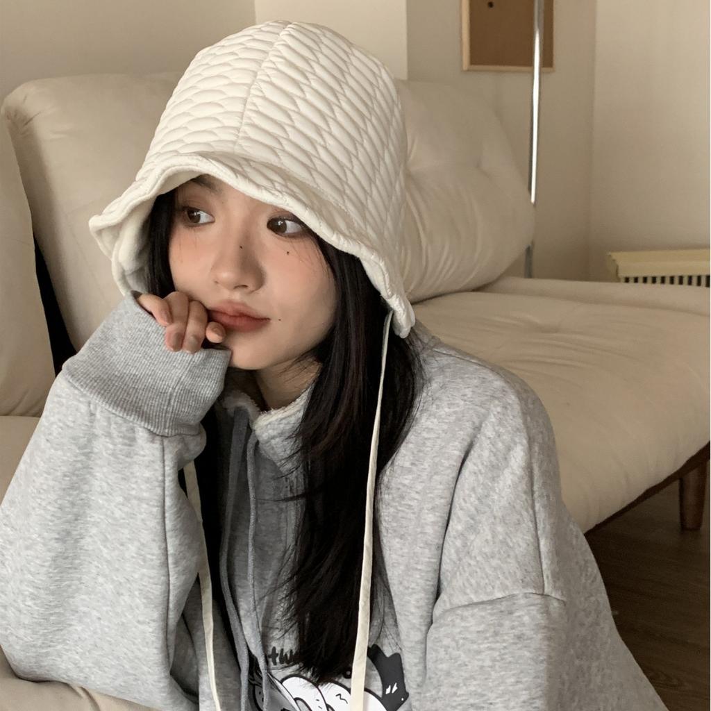Cute Loli Hat Women's Autumn and Winter Trendy Pullover Bucket Hat Casual Versatile Cold Ear Protection Hat