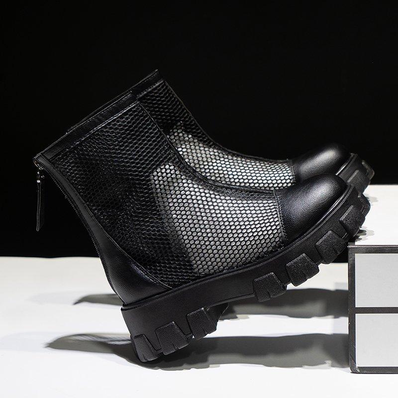 Fashion Aphixta Plus Big Size 42 43 Summer Breathable Platform Boots Lace-up 6cm Thick Sole Women Back Zipper Height Increasing Boots