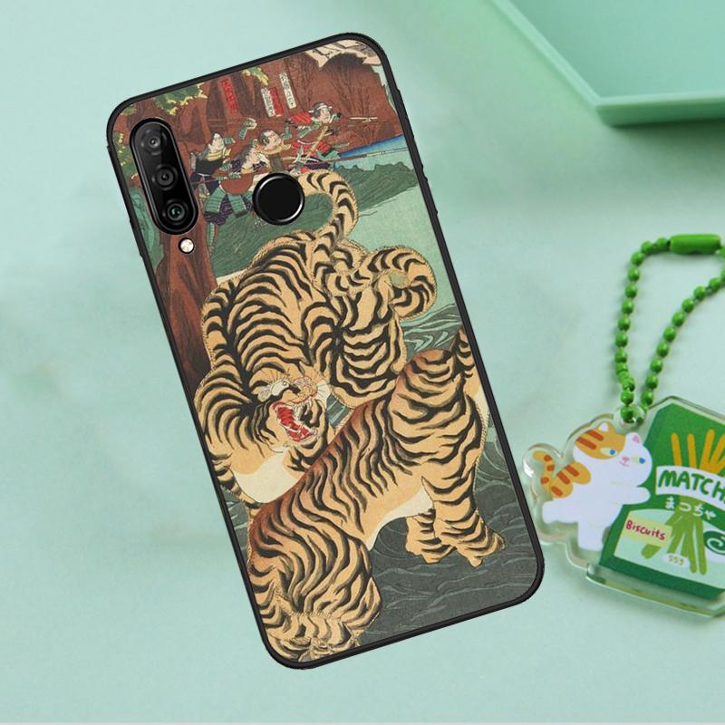 Japanese ukiyo-e Art Panther Tiger For Huawei Nova 10 9 SE 5T 12s 12i 11i Y91 Y90 Y60 Y70 Y72 Y61 P20 P40 P30 Lite P60 Pro Case