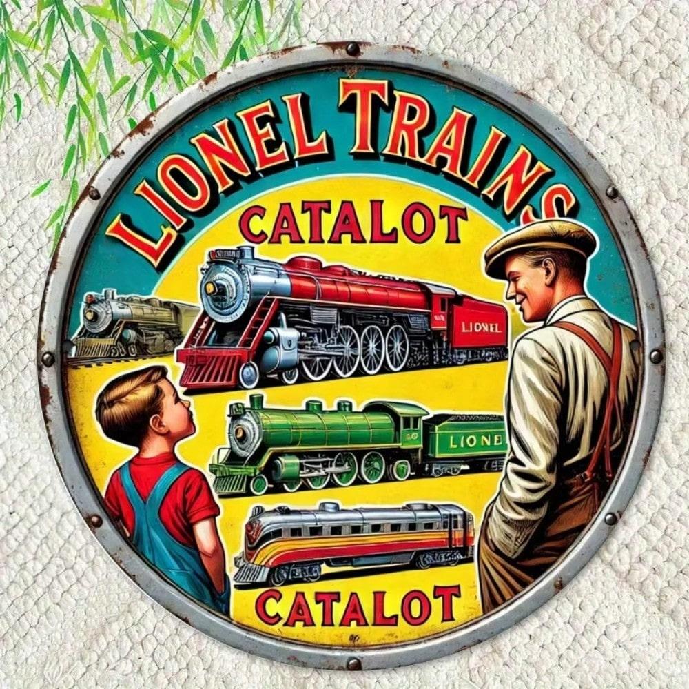 

Vintage Metal Tin Sign 2D Flat Wall Decor Lionel Train Retro Pub Man Cave Art 20x20 білий