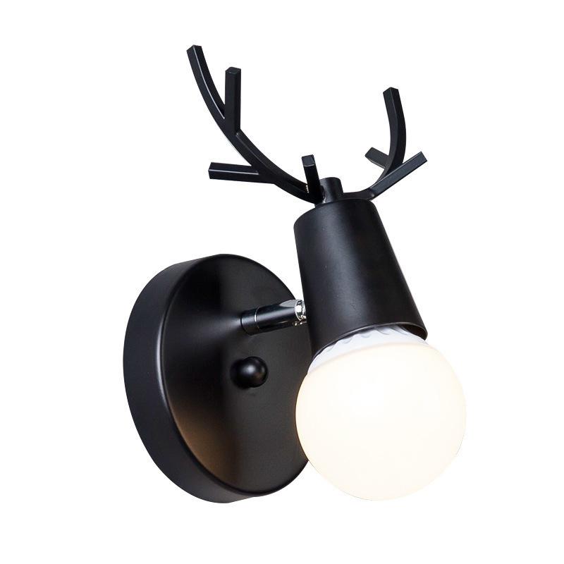 Vintage Deer Antler Wood & Iron LED Wall Lamp for Modern Interiors