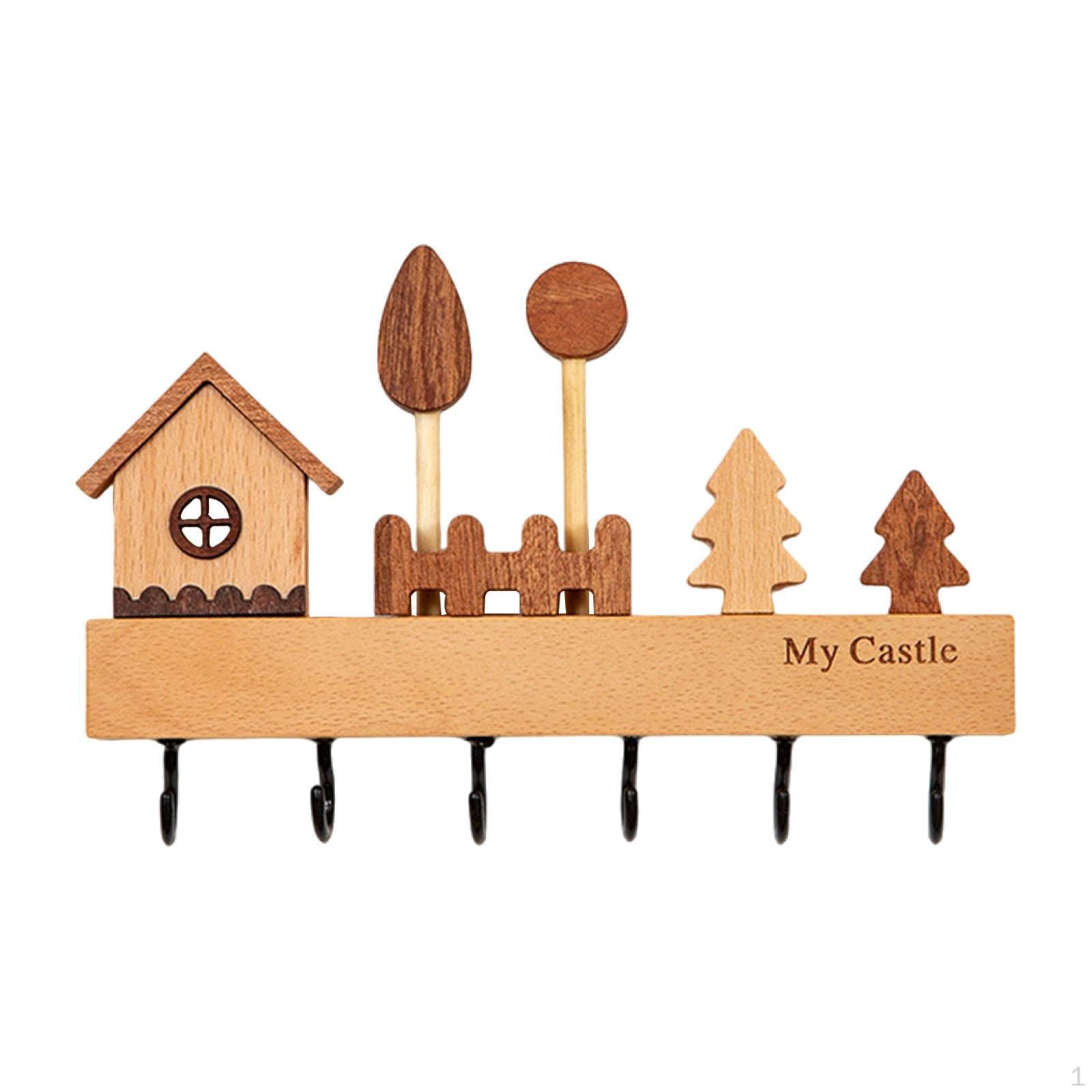 

Деревянная вешалка для ключей, 6 крючков, настенная вешалка в стиле Nordic Rustic для прихожей белый