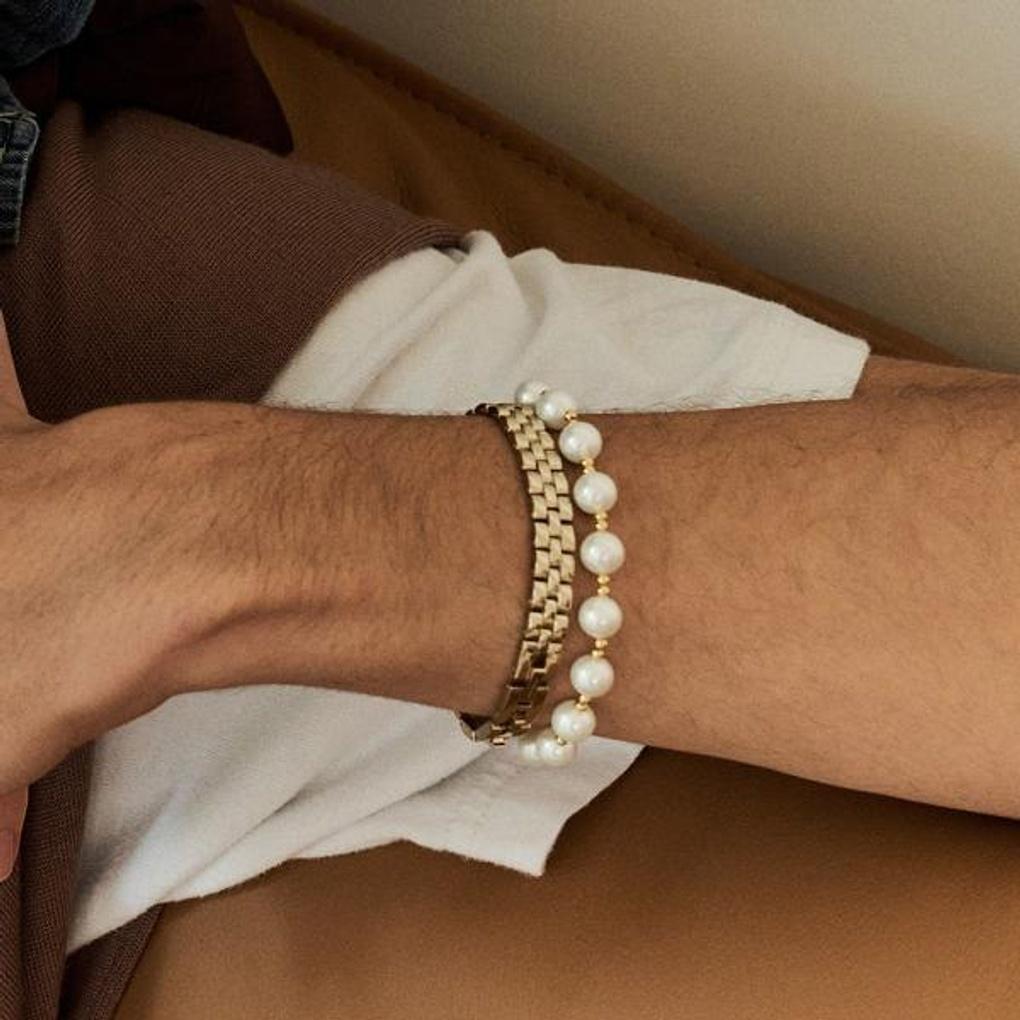 Plump 8mm Yellow Gold Pearl Bracelet (S) OTB1229S8PYI