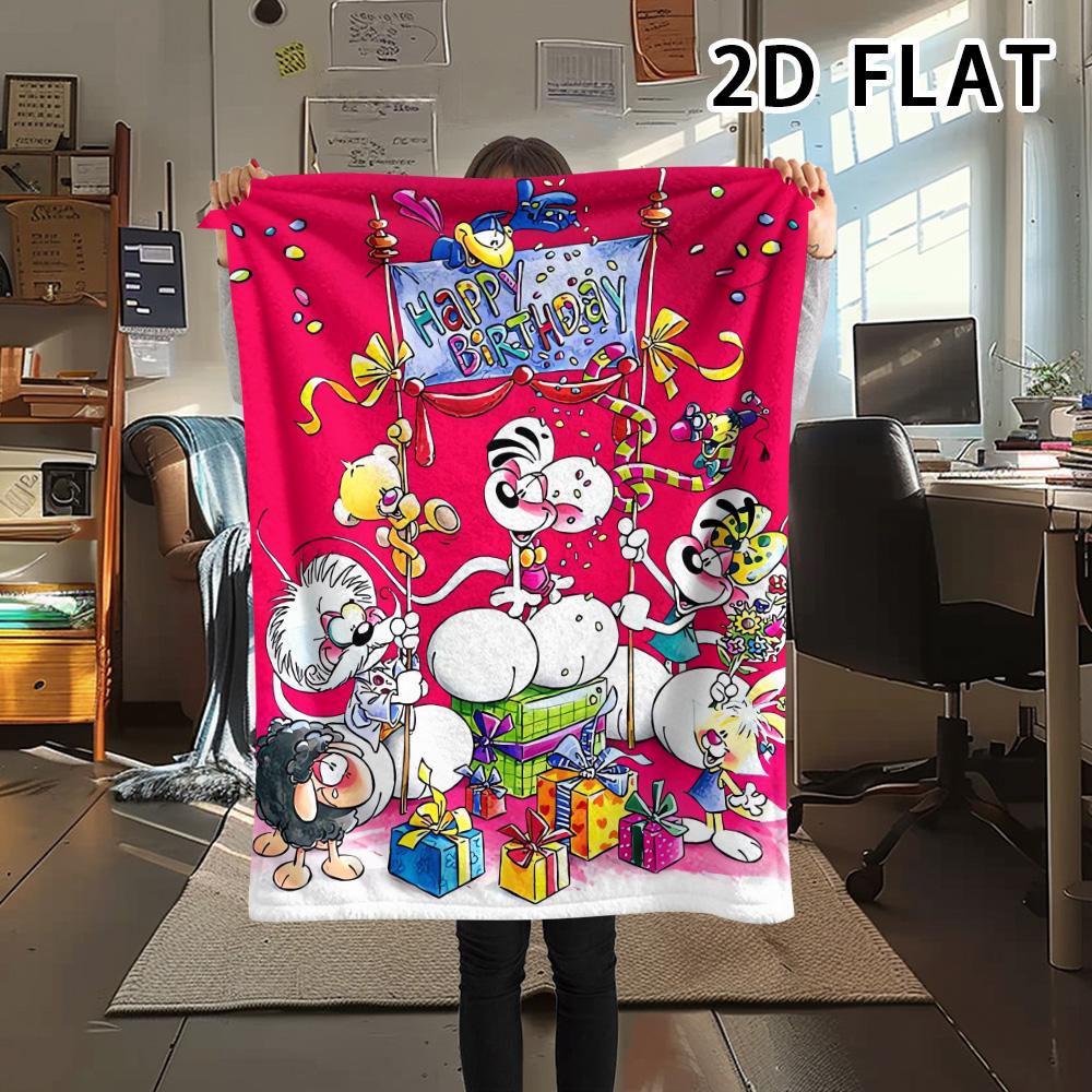 1Pc Diddl Print Flannel Blanket, High Quality Comfortable for All Seasons, Home Decor, Warmth and Comfort, Perfect for Christmas Gifts