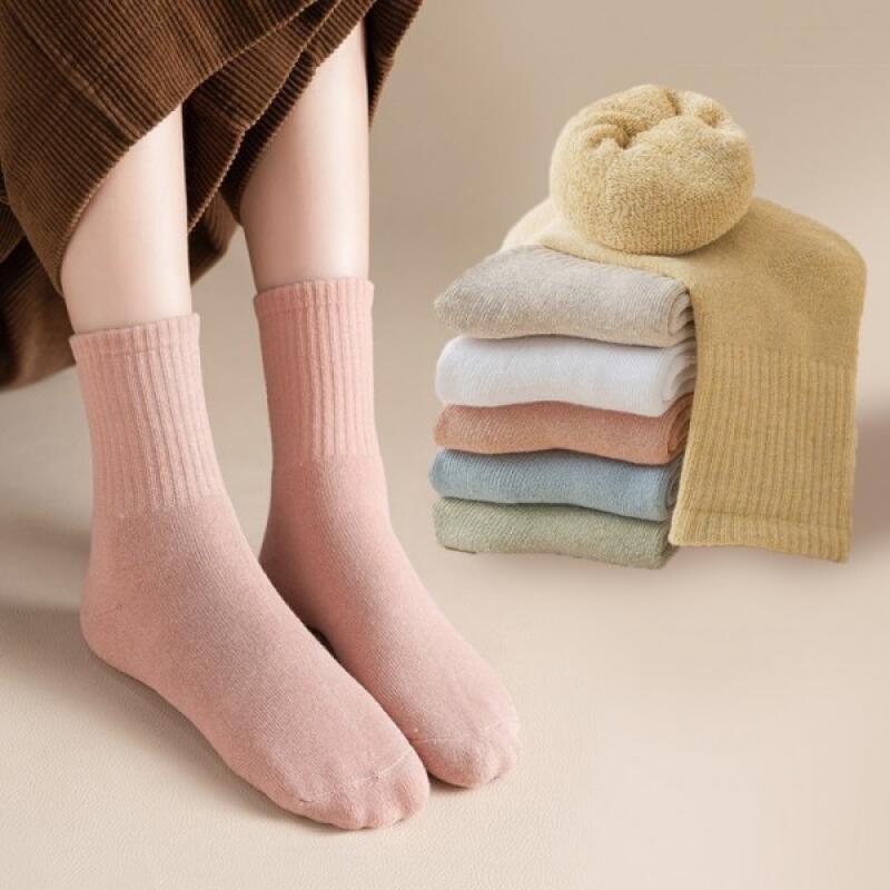 Winter Socks for Women Thick Fleece Ankle ivory
