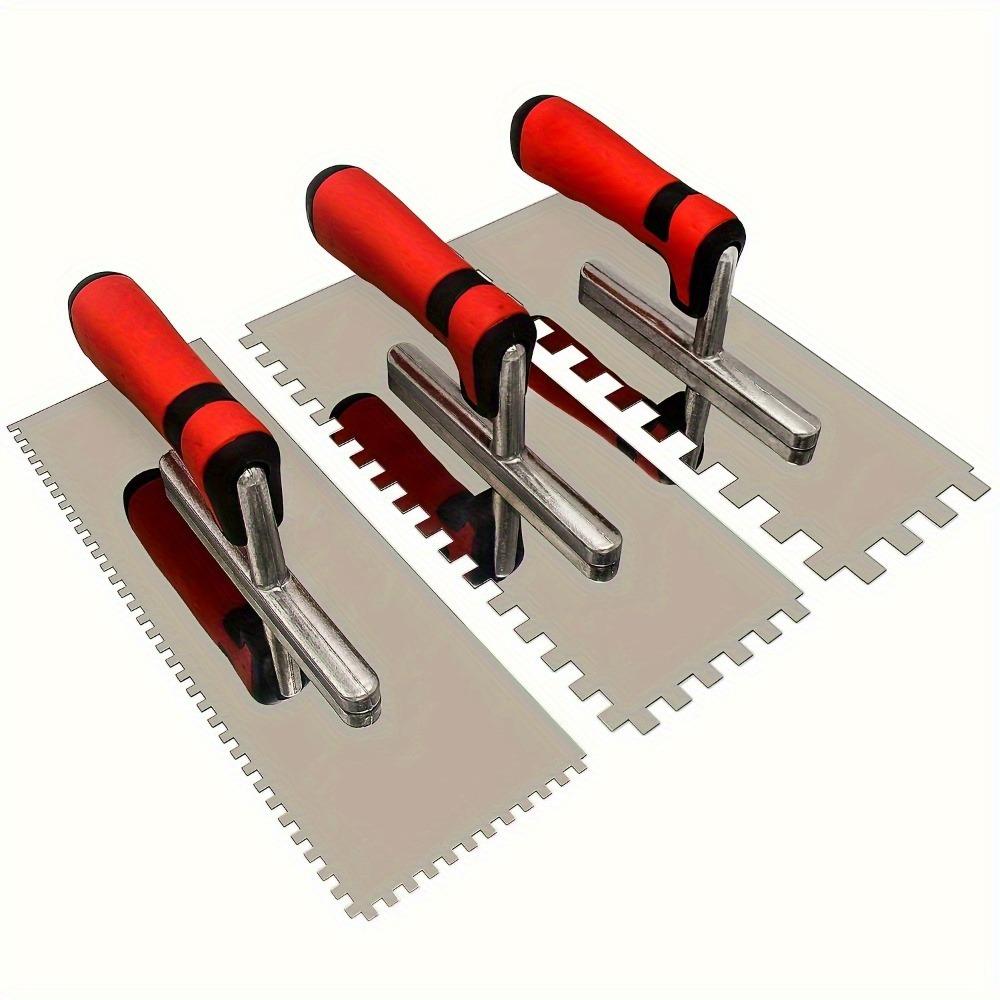 3 PCS Durable Square Notch Trowel Square Notch Design Masonry Trowel Metal Trowel  Plastering Work 3 PCS
