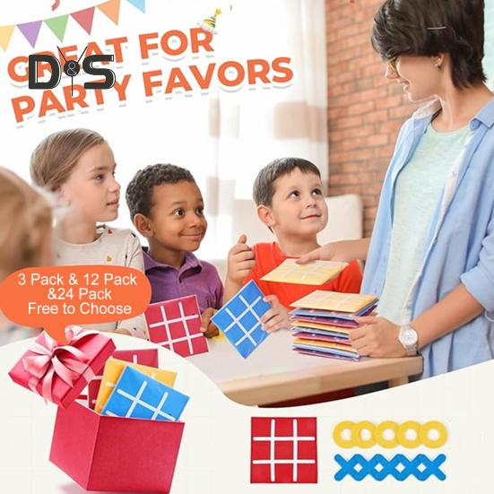 3/12/24Pcs Mini XO Felt Board Game Educational XO Puzzle Toy Toddler Boys Girls Portable Travel 2 Player Battle Strategic Board Game