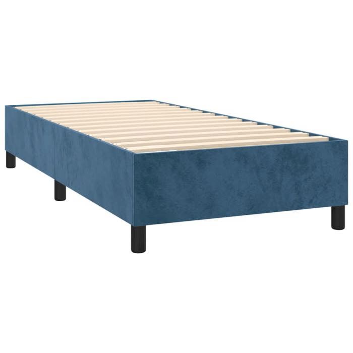 Cadre de lit avec matelas - Maison Exclusive - Velours bleu foncé - 80x200 cm - Relaxation maximale