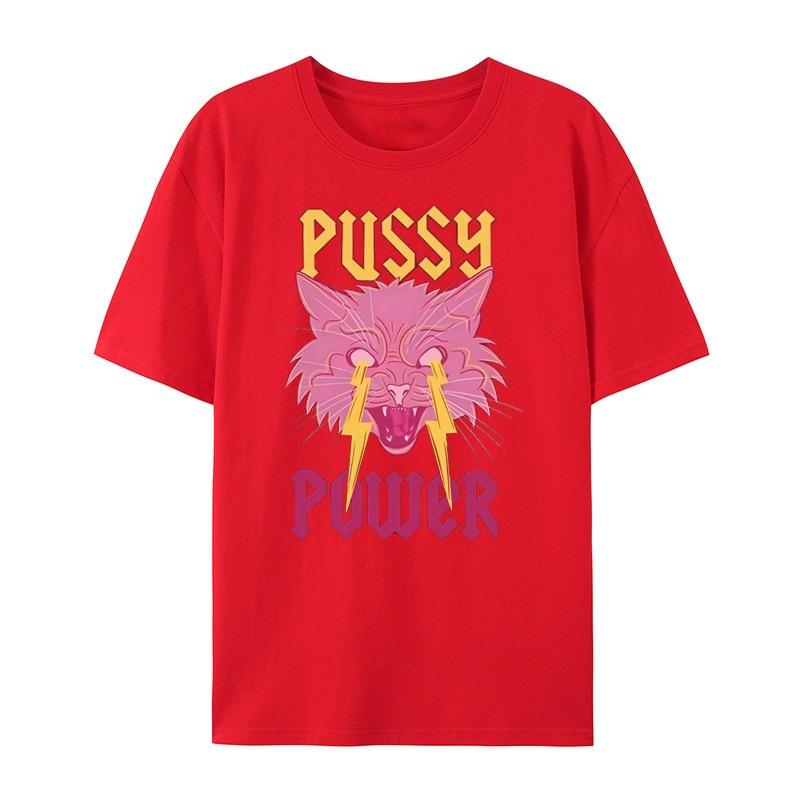 Trendy Classic Hiphop Lightning Cat Casual Tshirt Mens and Womens Luxury Brand Top