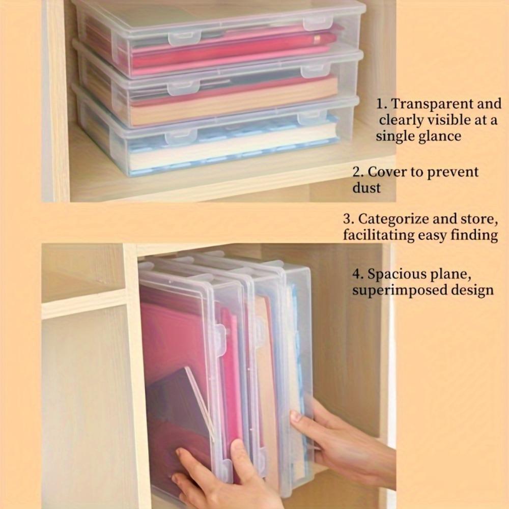 4-Pack Clear Plastic Storage Boxes with Lids - Durable Desktop Organizer for Office, School Supplies & Documents