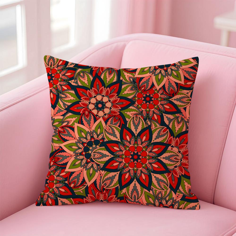The Splendid Mandala Flower Design Cushion Cover Pillow Case Soft Skin Friendly Fabric Concealed Zipper