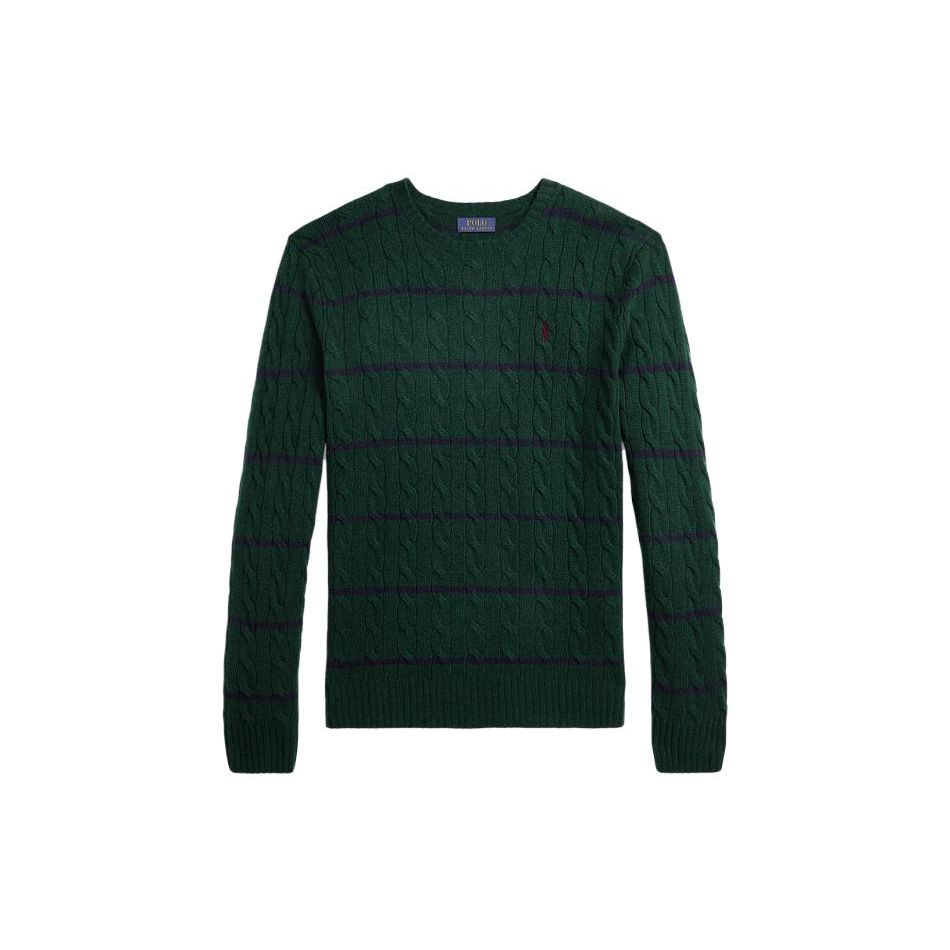 

Polo Ralph Lauren FW23 Свитер мужской вязаный кабелем с вышивкой логотипа в полоску Зеленый MNPOSWE16821652-300 S