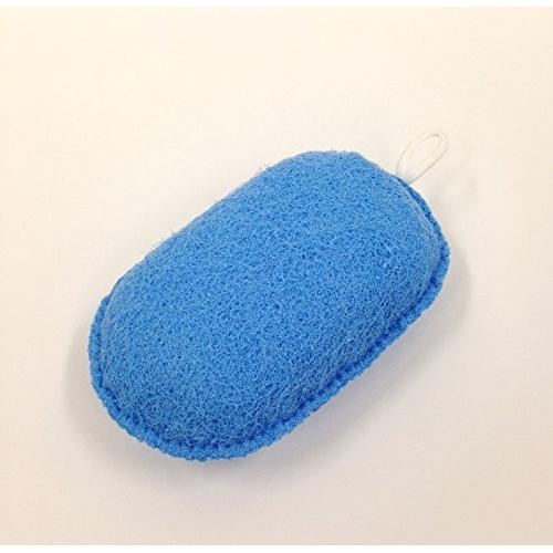 Japanese Loofah Body Sponge Blue 14.5x9.5x5cm - Exfoliating Bath Pouf for Lathering - Made In Japan