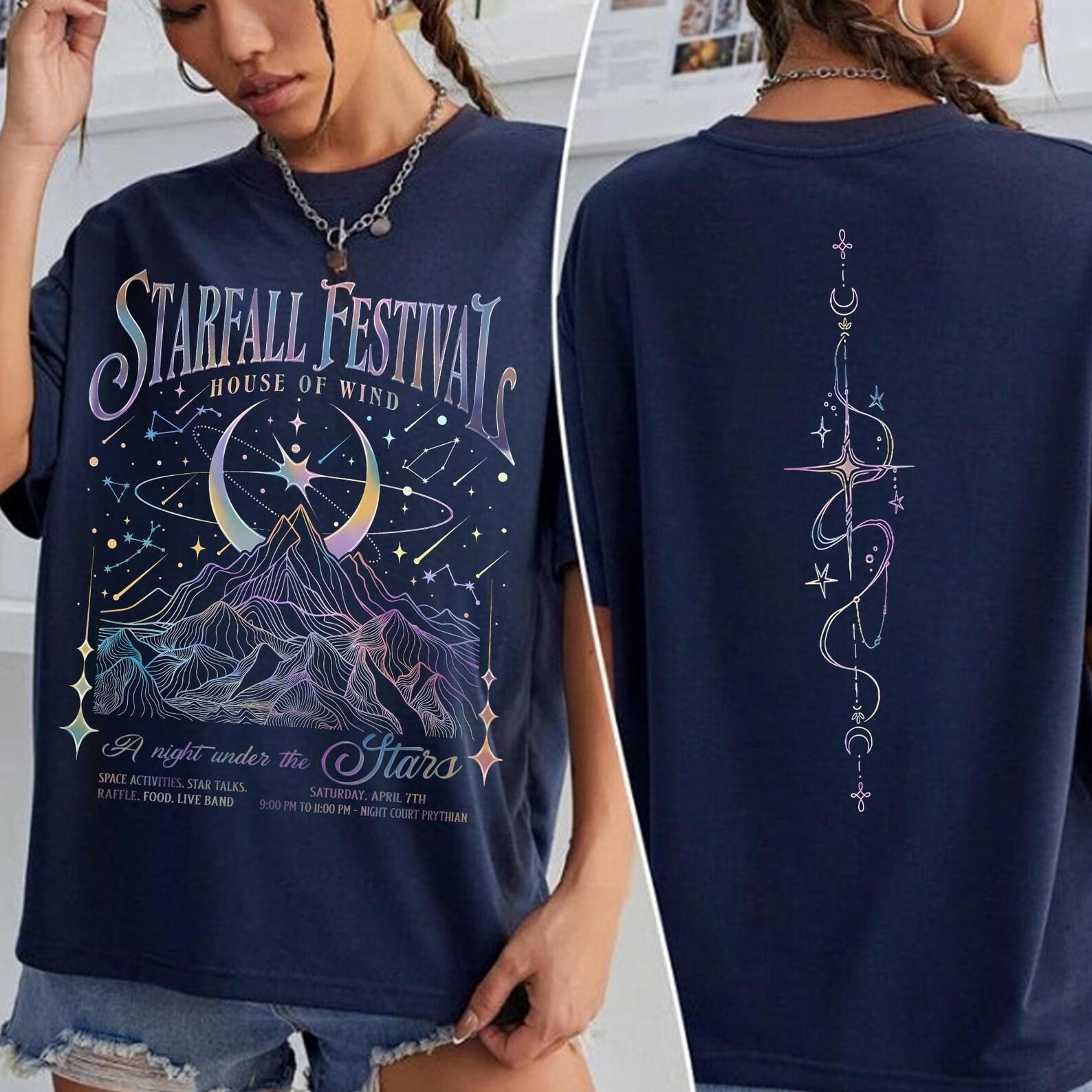 Velaris Starfall Festival, Starfall ACOTAR Shirt House Of Wind Tee, The Night Court, Sarah J Maas Tee, Celestial Moon Phases Mountain 2XL