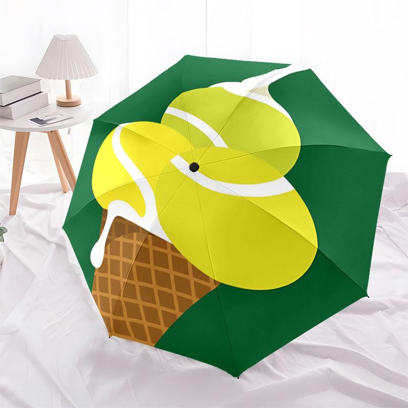 1pc Ice Cream Cone Automatic Folding Umbrella Portable Collapsible 8-Rib Umbrella for All Seasons, Casual Outdoor Accessory, B15