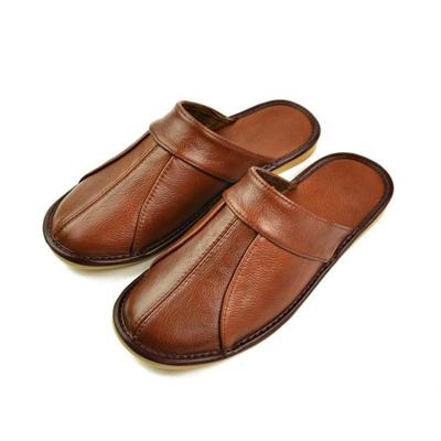 Pantofole da uomo in pelle di mucca di lusso fatte a mano, primaverili, morbide e comode, nere e marroni, da camera da letto, da interno, piatte, da uomo
