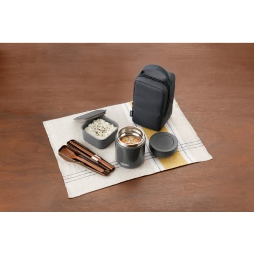 [Dishwasher compatible model] Thermos Vacuum Insulated Soup Lunch Set 400ml Dark Gray Soup Jar/Container Set JEE-800 DGY